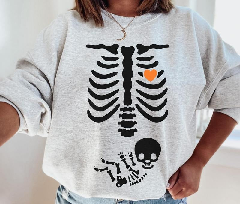 Halloween pregnancy announcement sweatshirt halloween maternity shirt halloween pregnancy shirt halloween skeleton shirt...