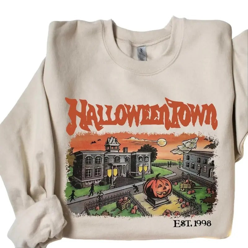 Halloweentown EST 1998 Crewneck Sweatshirt, Hoodie, T-shirt, Gift For Halloween, Halloween Gift Idea | HypeCrazeTee.com