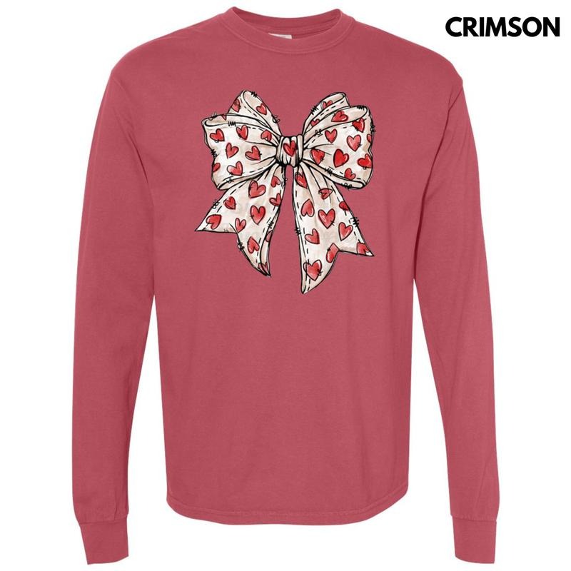 Hand Drawn Heart Bow Long Sleeve Comfort Colors T-Shirt 'NLB' Hoodie, Sweatshirt | HypeCrazeTee.com