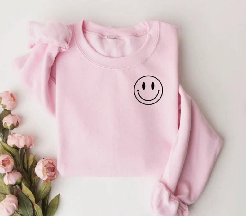 Happy Face Sweatshirt, Smile Crewneck, Happy Sweatshirt, Smile Sweatshirt, Smile Hoodie and Sweater; T-shirt Cotton...