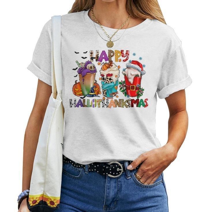 Happy Hallothanksmas Merry Christmas Thanksgiving Halloween Women T-shirt Unisex Hoodie, Sweatshirt | HypeCrazeTee.com