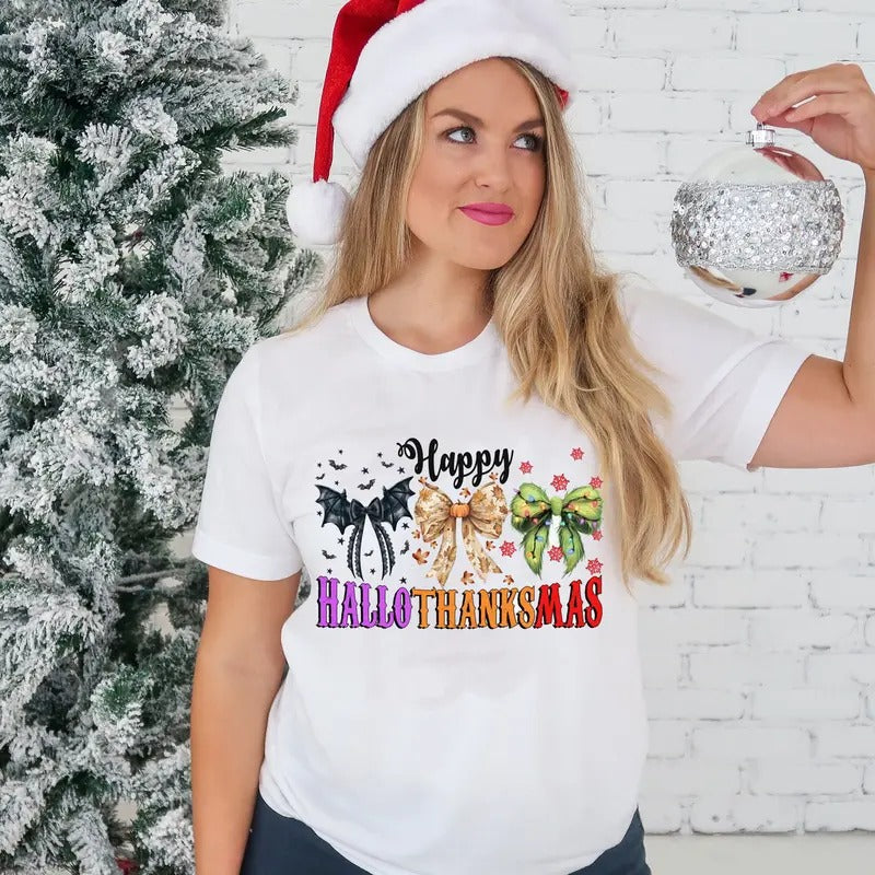 Happy Hallothanksmas Sweatshirt, Cute Halloween Sweatshirt, Halloween Gift For Women ,Christmas Sweatshirt, Cute...