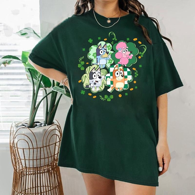 Happy Lucky Friend St Patrick Day Shirt, St Patrick Day Cartoon Bluey Shirt Tee, Happy St Patrick Day , Gift For St...