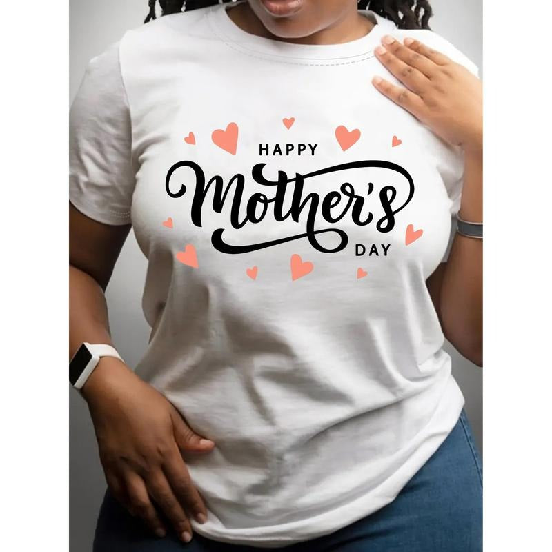 Happy Mother's Day" Women's Graphic Tee Casual Crew Neck, Short Sleeve Top in Soft Polyester Blend, Perfect for Spring,...