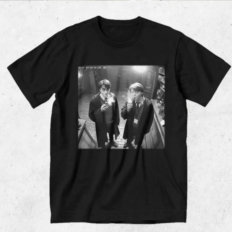 Harry and Ron Smoking Shirt Wizarding Fan Funny 90s Vintage Meme Summer Tees Crew Necks Hoodie, Sweatshirt | HypeCrazeTee.com
