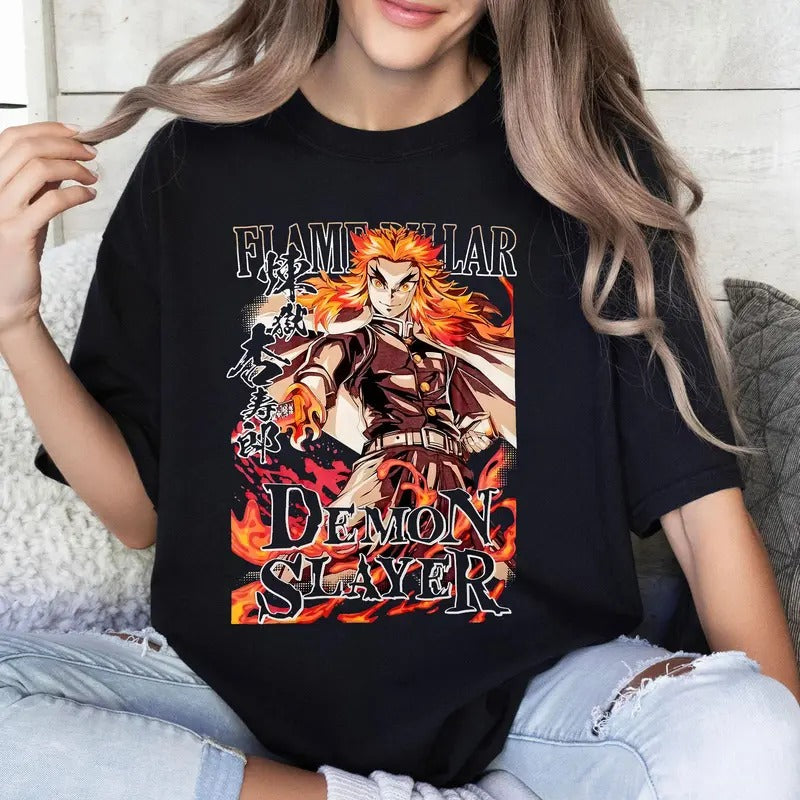 Hashira Flame Pillar DM Characters Shirt Crewneck Hoodie, Anime Otaku Shirt Comfort Cotton Sweatshirt | HypeCrazeTee.com
