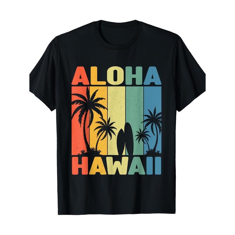 Hawaiian Aloha Palm Surfboard Summer Fun T-shirt -100% cotton Made in USA Hoodie, Sweatshirt | HypeCrazeTee.com