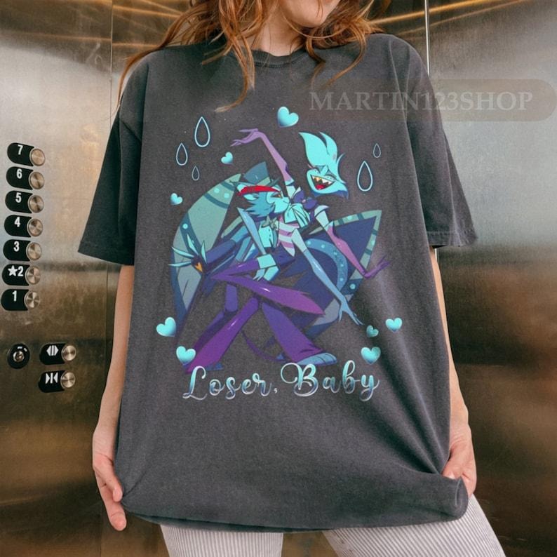 Hazbin Hotel Shirt, Loser Baby Shirt, Angel Dust & Husk Shirt Hoodie, Sweatshirt | HypeCrazeTee.com