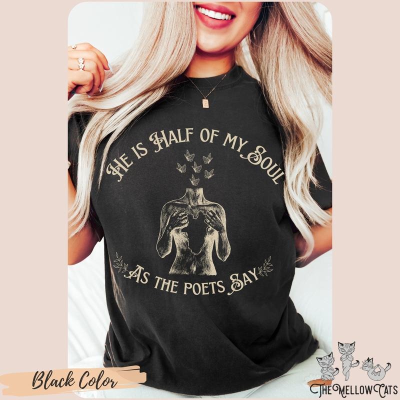 He Is Half My Soul As The Poets Say tee Achilles and Patroclus shirt Dark Light Academia tshirt The Song Of Achilles gift...