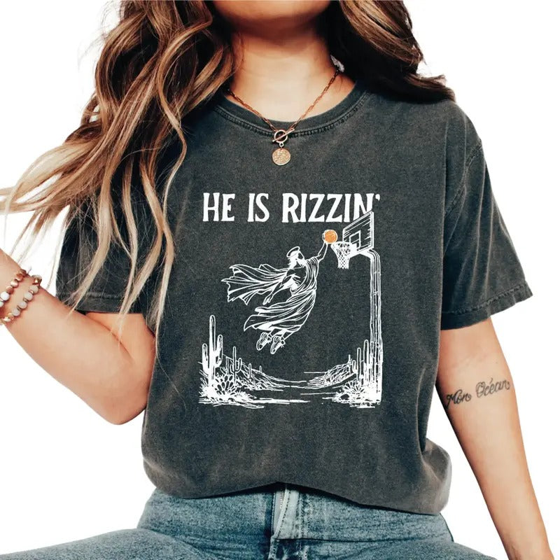 He Is Rizzin' T-Shirt, He Is Rizzen Funny Easter Shirt, He Is Rizzin Jesus Shirt, Christian Easter Shirt, Easter Day Gift...