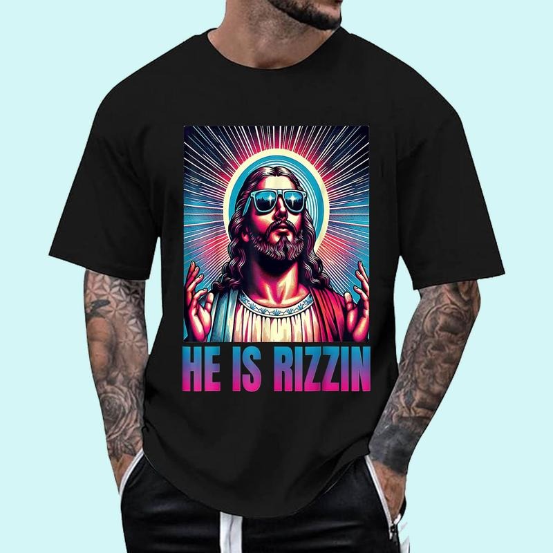 He Is Rizzin Jesus T-Shirt | Tee For Men and Women, Unisex Cotton Hoodie, Sweatshirt | HypeCrazeTee.com
