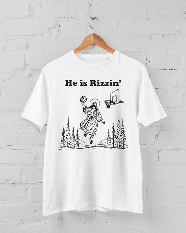 He Is Rizzin Shirt Jesus Funny Christian, Basketball Meme Jesus He Is Rizzen  T-shirt, sweater and Hoodie Sweatshirt