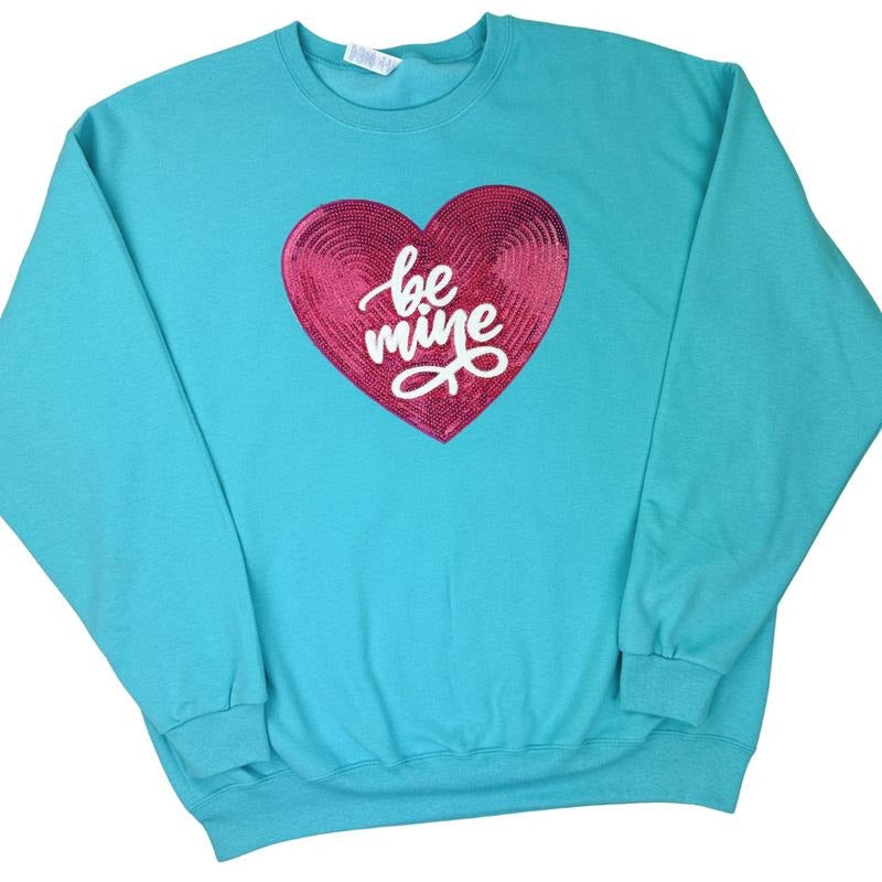 Heart Be Mine Patch Gildan Sweatshirt -- SCUBA BLUE T-Shirts, Hoodie | HypeCrazeTee.com
