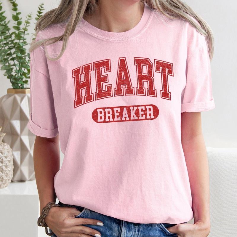 Heart Breaker, Collegiate, Love, Comfort Colors Tshirt, Valentine's Day, Valentine's Day Comfort Colors Tshirt, Women's...
