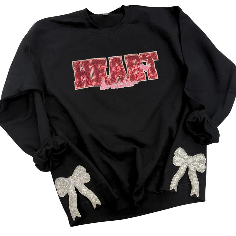 Heartbreaker Sequin Bow Side Patch Sweatshirt T-Shirts, Hoodie | HypeCrazeTee.com