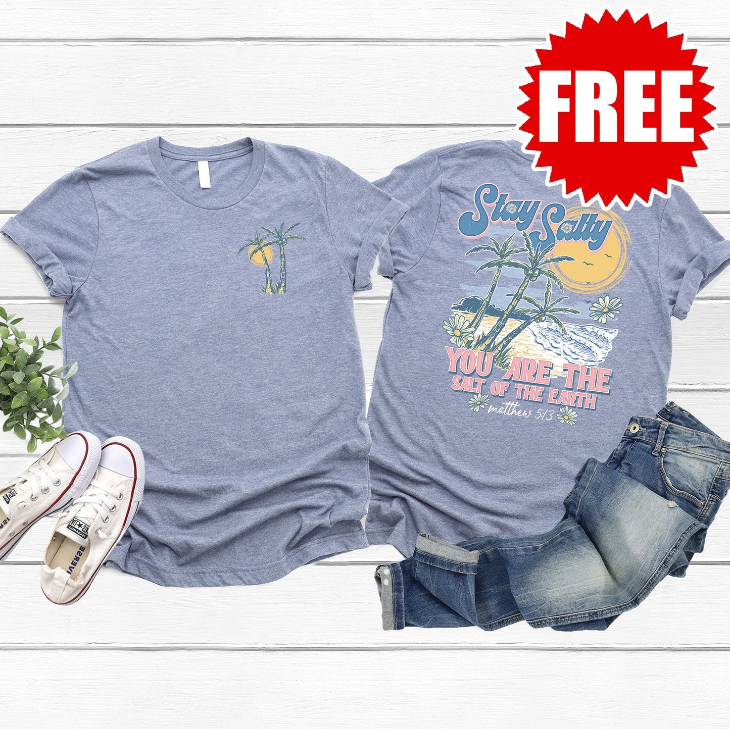 Stay Salty Tee - Heather Lavender Blue - 0