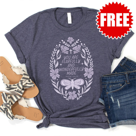 Wonderfully Made Tee - Heather Blue Onyx - 0