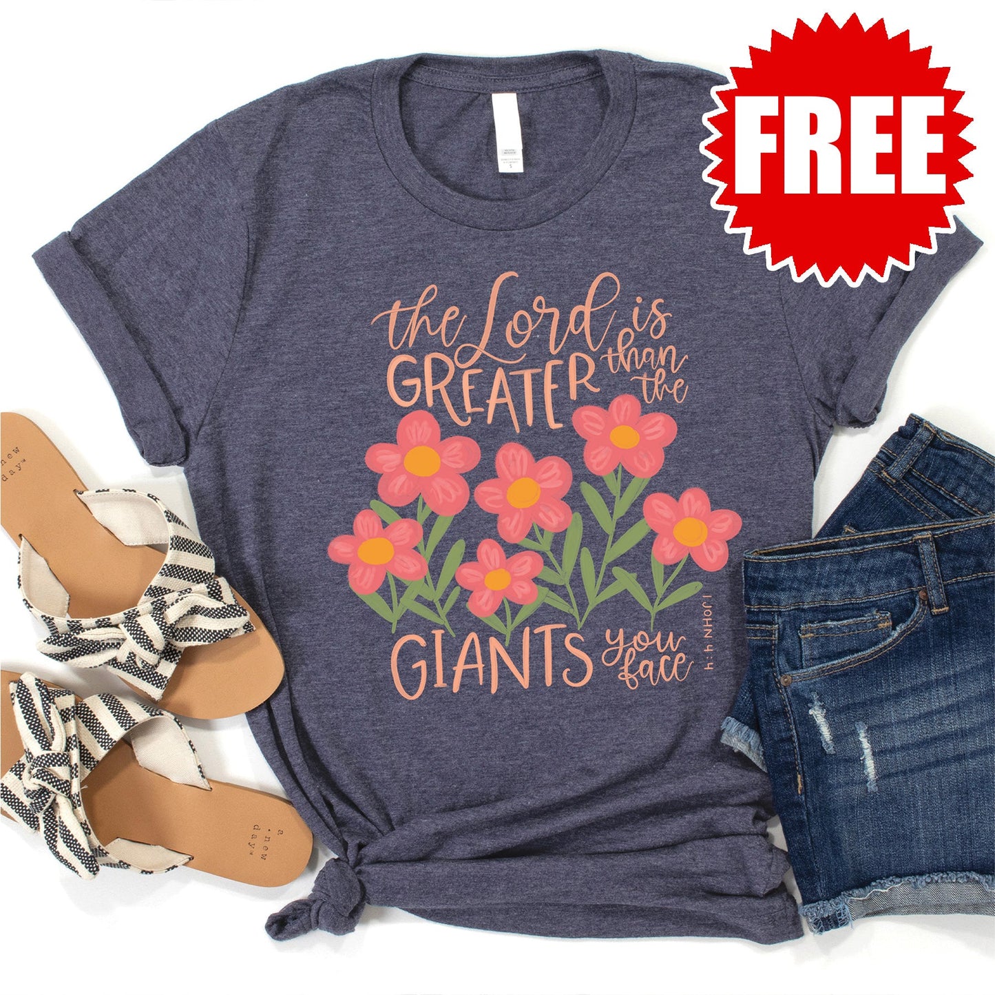 Greater Than Giants Tee - Heather Blue Onyx - 0