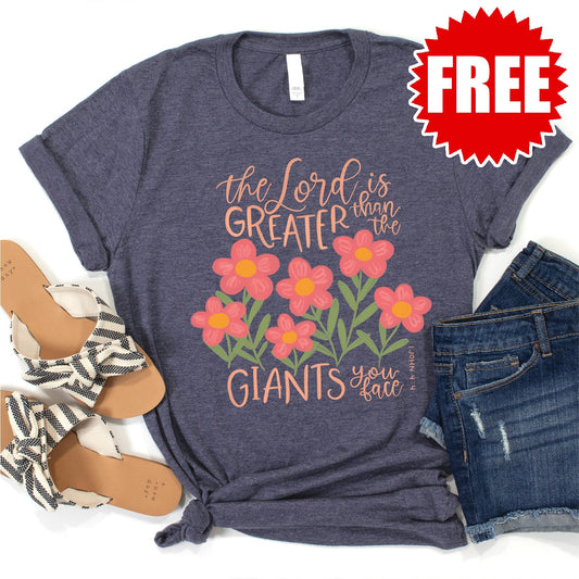 Greater Than Giants Tee - Heather Blue Onyx - 0