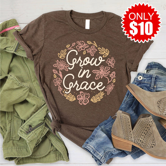 Grow In Grace Tee - Heather Brown