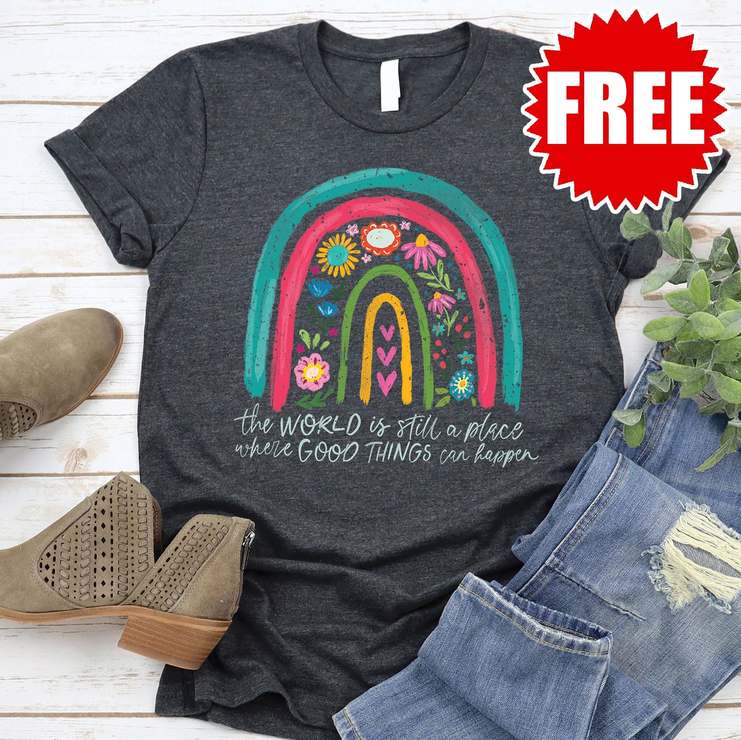 Good Things Can Happen Tee - Heather Charcoal - FREE