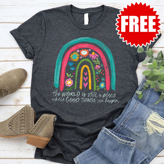 Good Things Can Happen Tee - Heather Charcoal - FREE