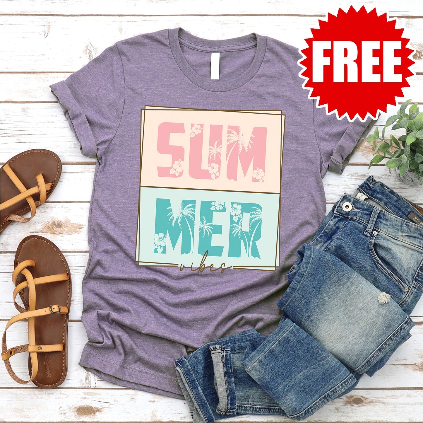 Summer Vibes Tee - Heather Deep Purple - 0