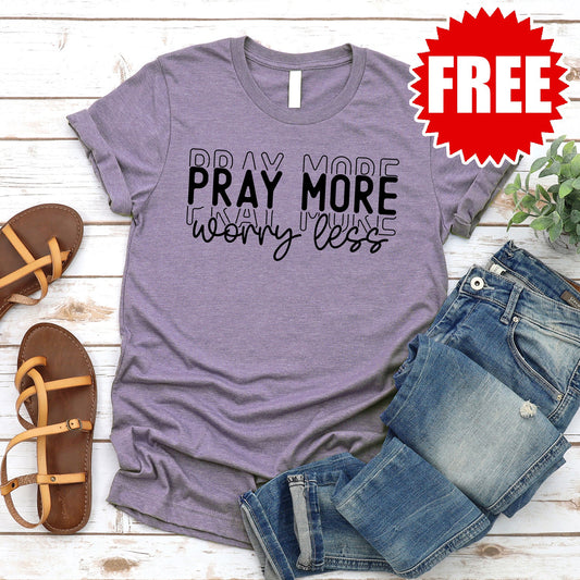 Worry Less Tee - Heather Deep Purple - FREE
