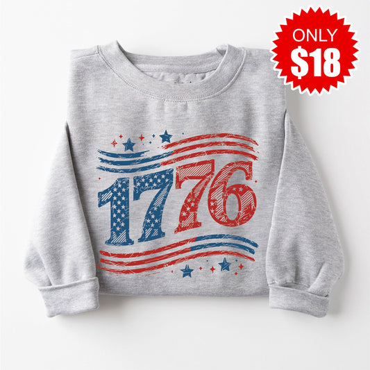 1776 Flag Sweatshirt - Heather Grey - 18