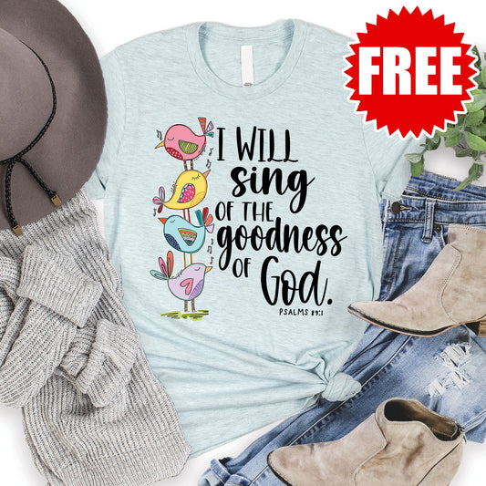 Goodness of God Tee - Heather Ice Blue Style001