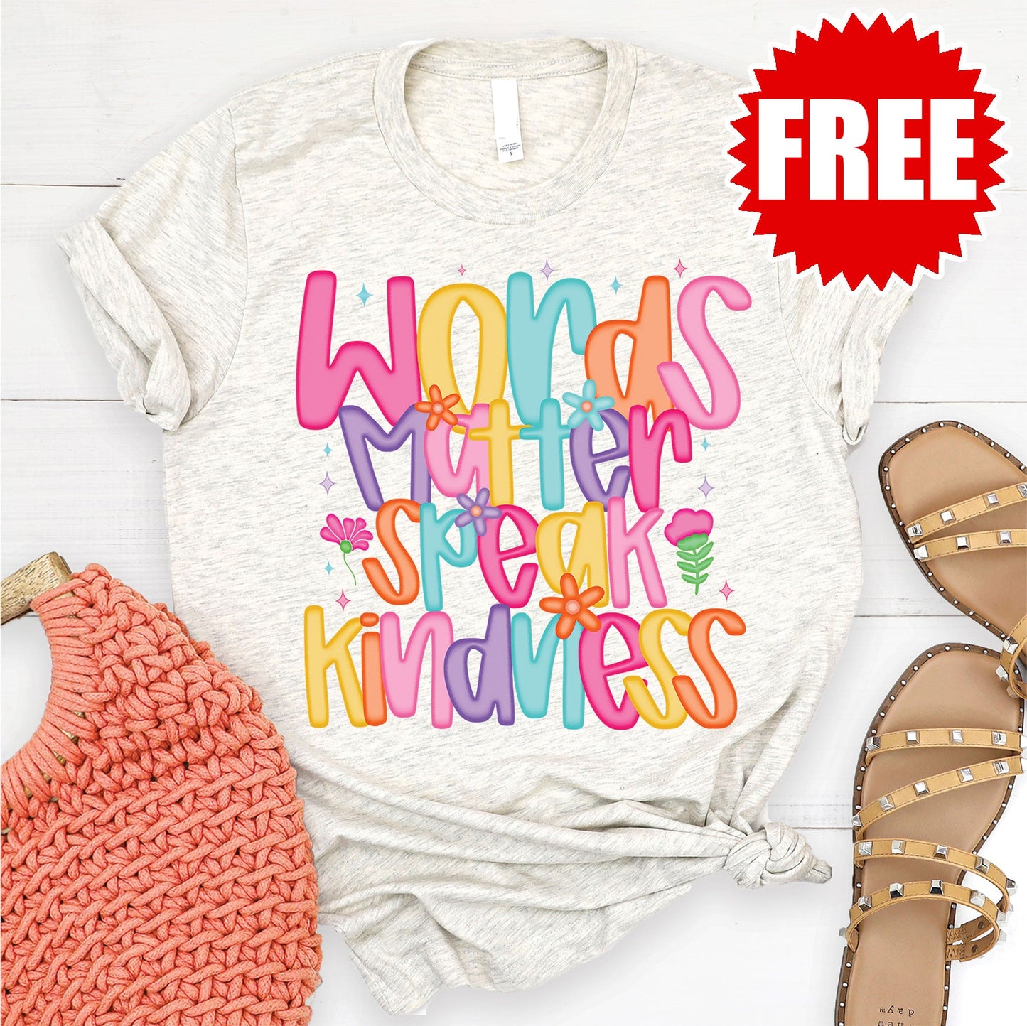 Words Matter Tee - Heather Oatmeal - 0 Style001