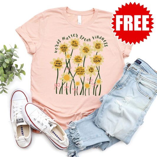 Words Matter Speak Kindness Tee - Heather Peach - 0