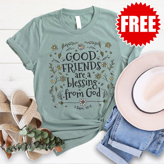 Good Friend Blessing Tee - Heather Sage - 0