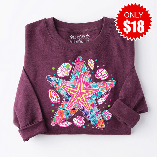 Starfish Sweatshirt - Heather Sugar Plum - 18