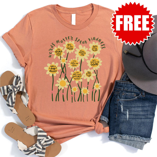 Words Matter Speak Kindness Tee - Heather Terracotta - 0
