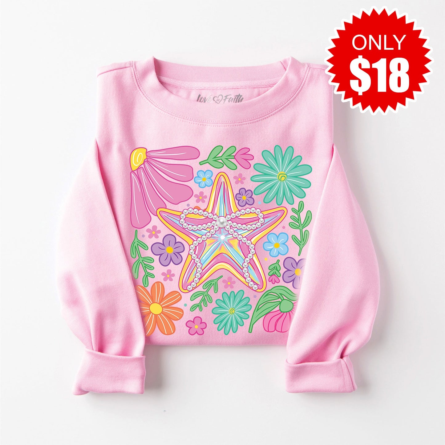 Starfish Sweatshirt - Heather Bubble Gum - 18