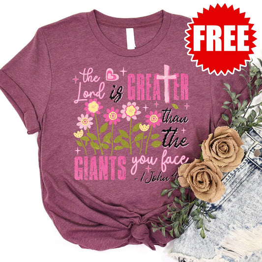 Greater Than The Giants Tee - Heather Burgundy - 0