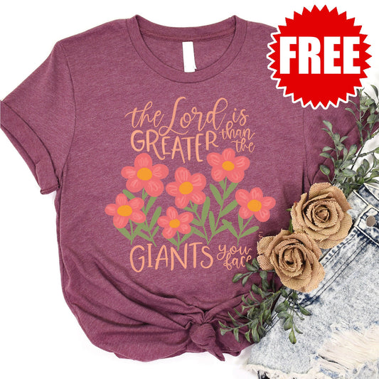Greater Than Giants Tee - Heather Burgundy - 0