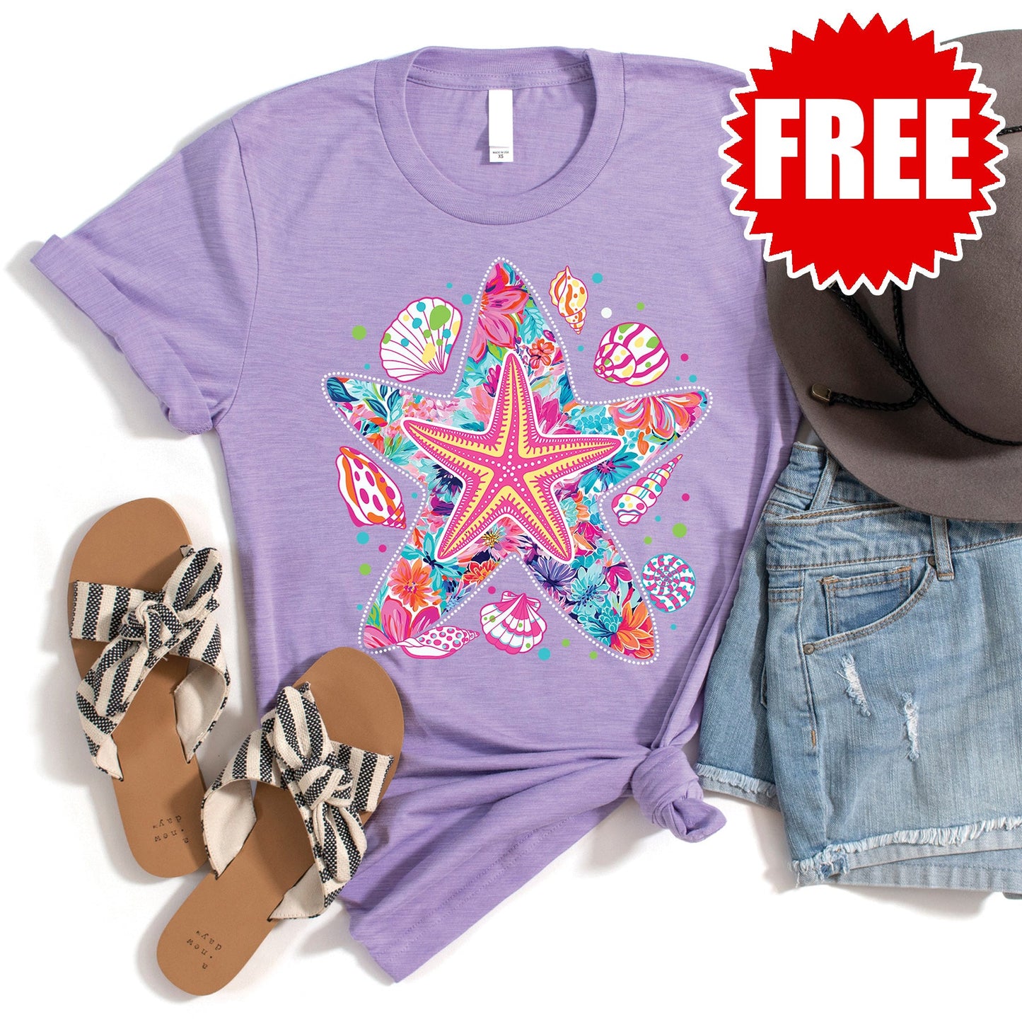Starfish Tee - Heather Dark Lavender - 0 Style001
