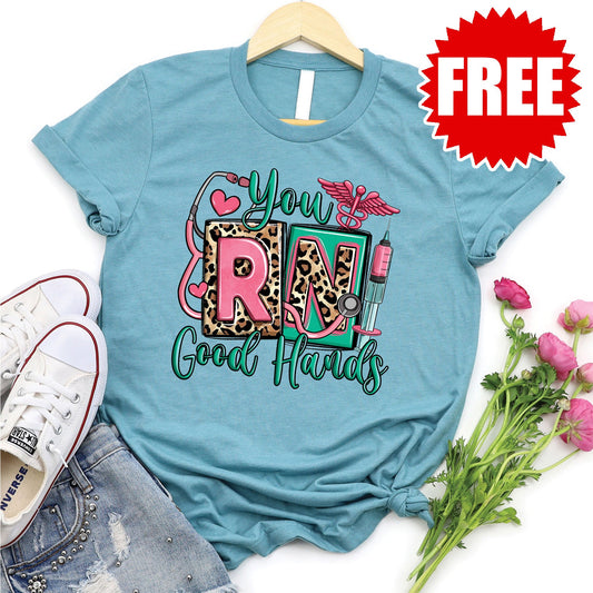 Good Hands Tee - Heather Lagoon - FREE