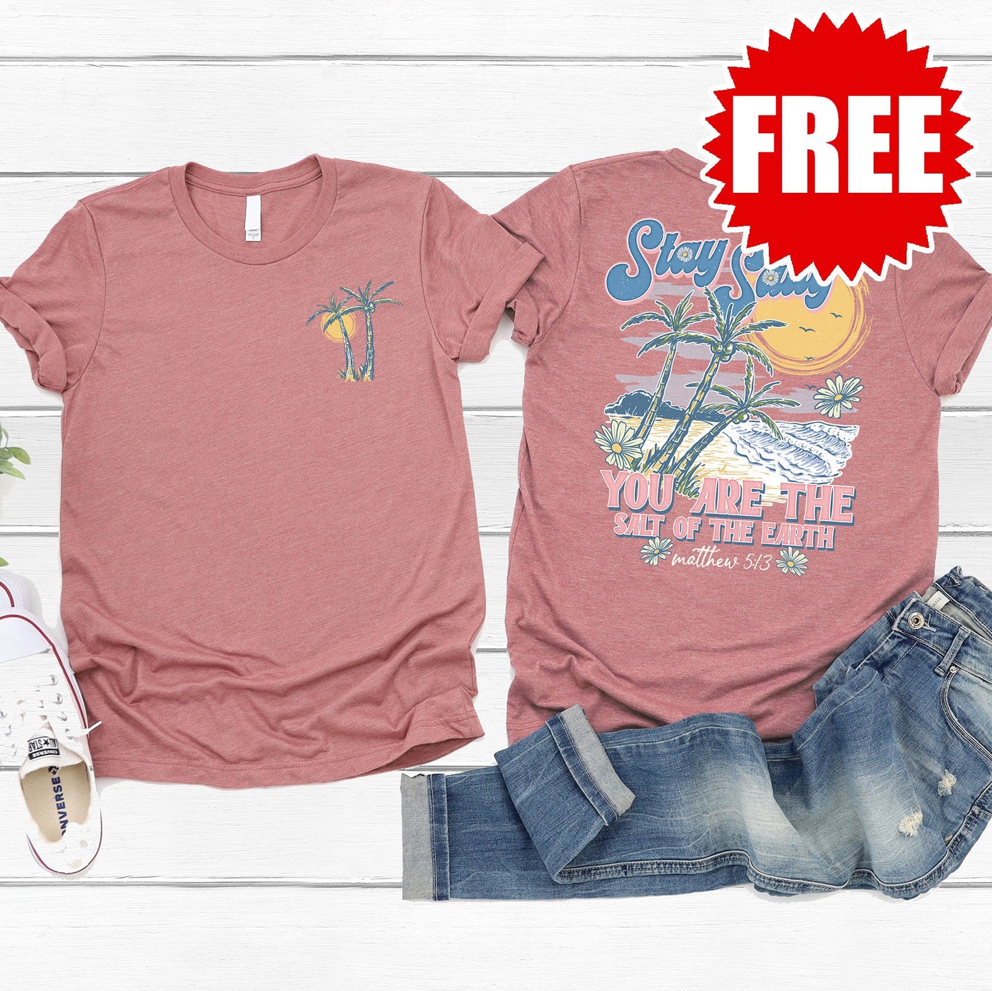 Stay Salty Tee - Heather Mauve - 0