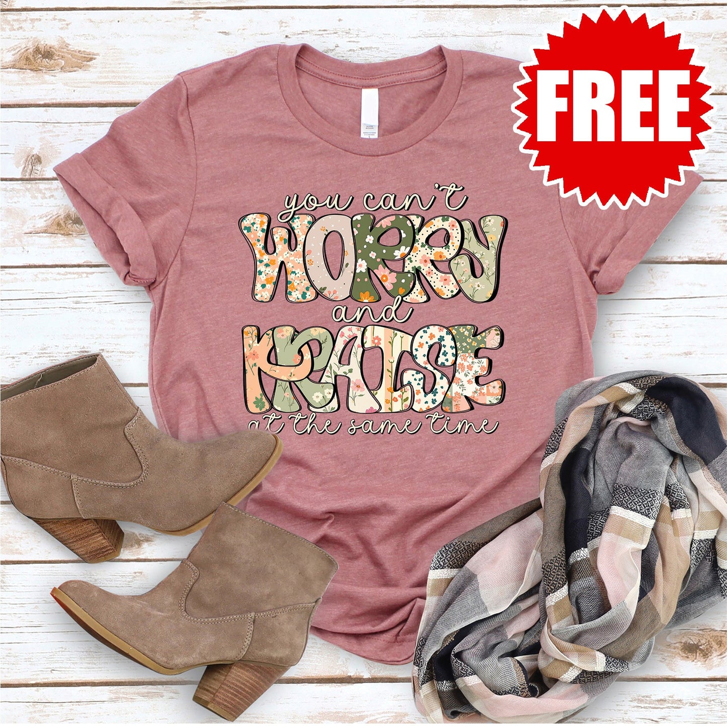 Worry and Praise Tee - Heather Mauve Style001