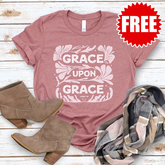 Grace Upon Grace Tee - Heather Mauve - FREE