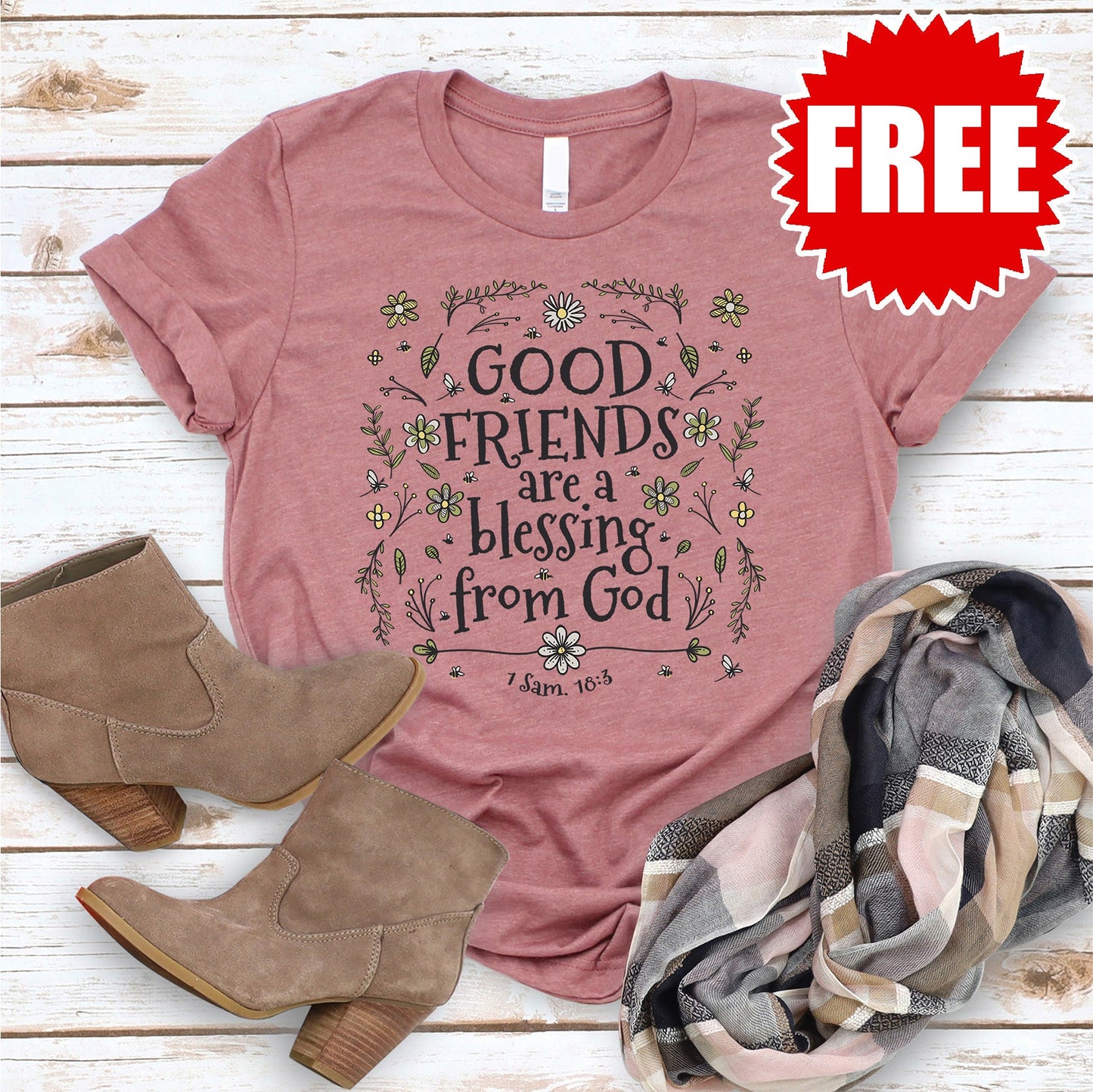 Good Friend Blessing Tee - Heather Mauve - 0