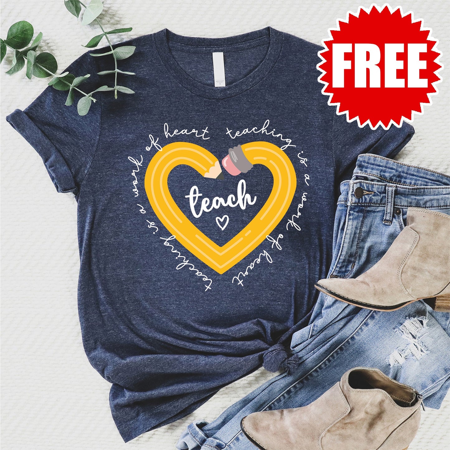 Work of Heart Tee - Heather Navy - 0