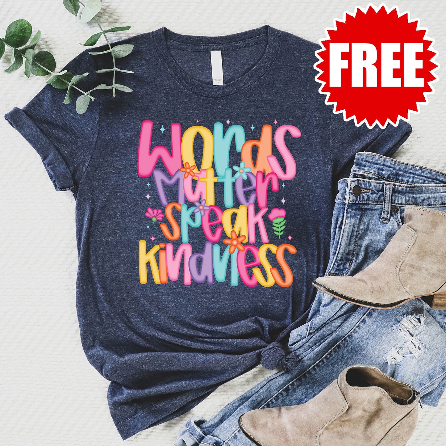 Words Matter Tee - Heather Navy - 0