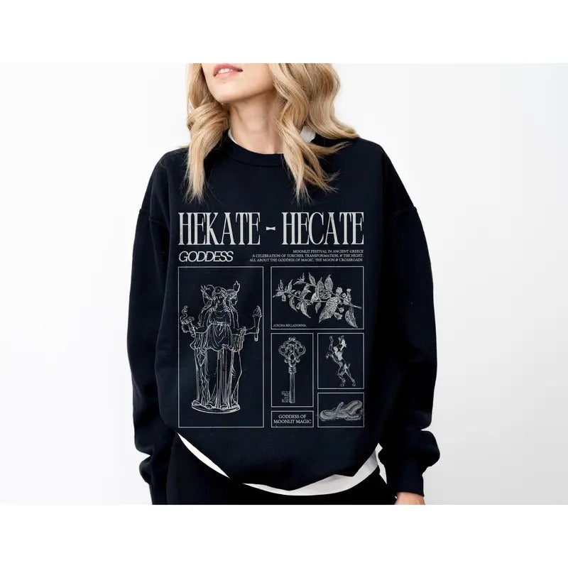 Hecate Sweatshirt Goddess of Magic Hekate Maiden Mother Crone Greek Mythology Sweater Greek Goddess Athena Hades Hecate...