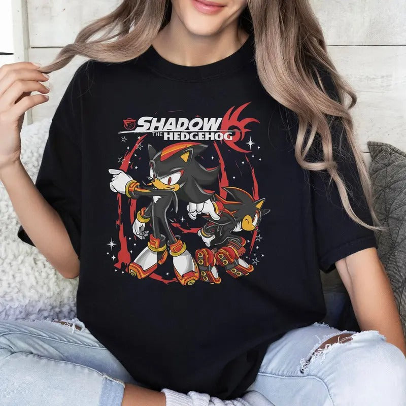 Hedgehog Shadow T-shirt, Japanese Anime Hero, Gaming Legend Apparel, Anime Manga Shirt Hoodie, Sweatshirt | HypeCrazeTee.com