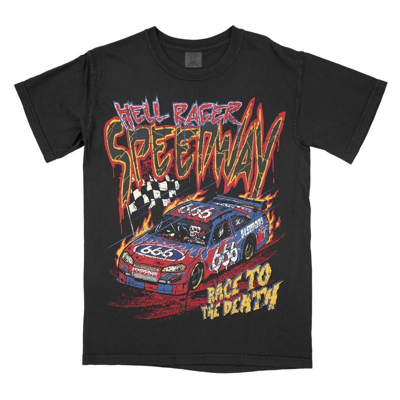 Hell Racer - Comfort Colors Graphic Tee Shirt Top Hoodie, Sweatshirt | HypeCrazeTee.com