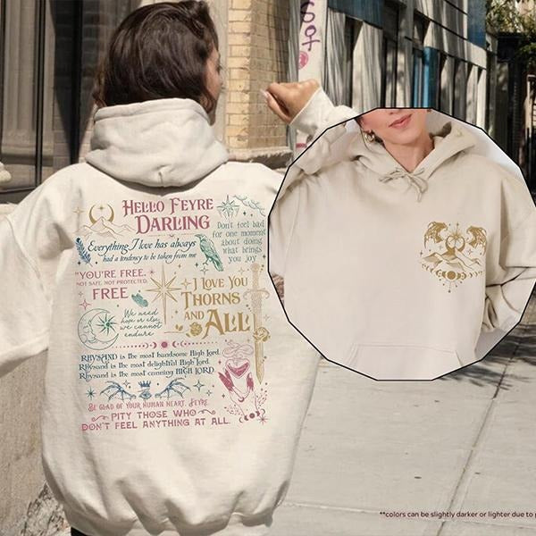 Hello Feyre Darling Sweatshirt, Acotar Fan Sweatshirt, Fantasy Reader Hoodie, Velaris City Of Starlight Sweatshirt,...